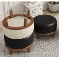 Wooden Ottoman Special Leather Top Solid Wood Chair